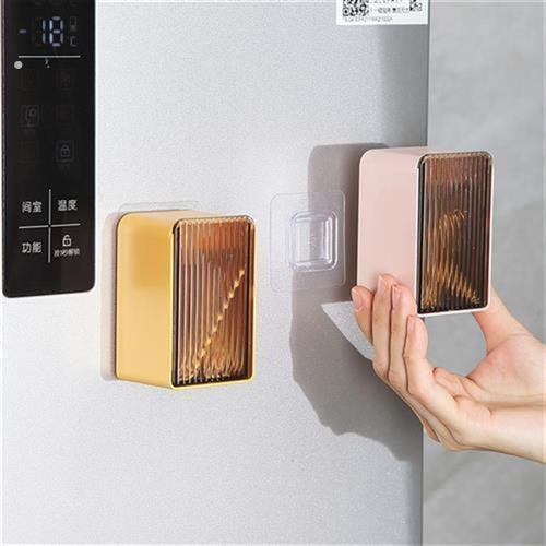 家用挂墙冰箱牙签筒创意翻格牙签盒挂壁式塑料牙签桶餐厅牙签瓶罐