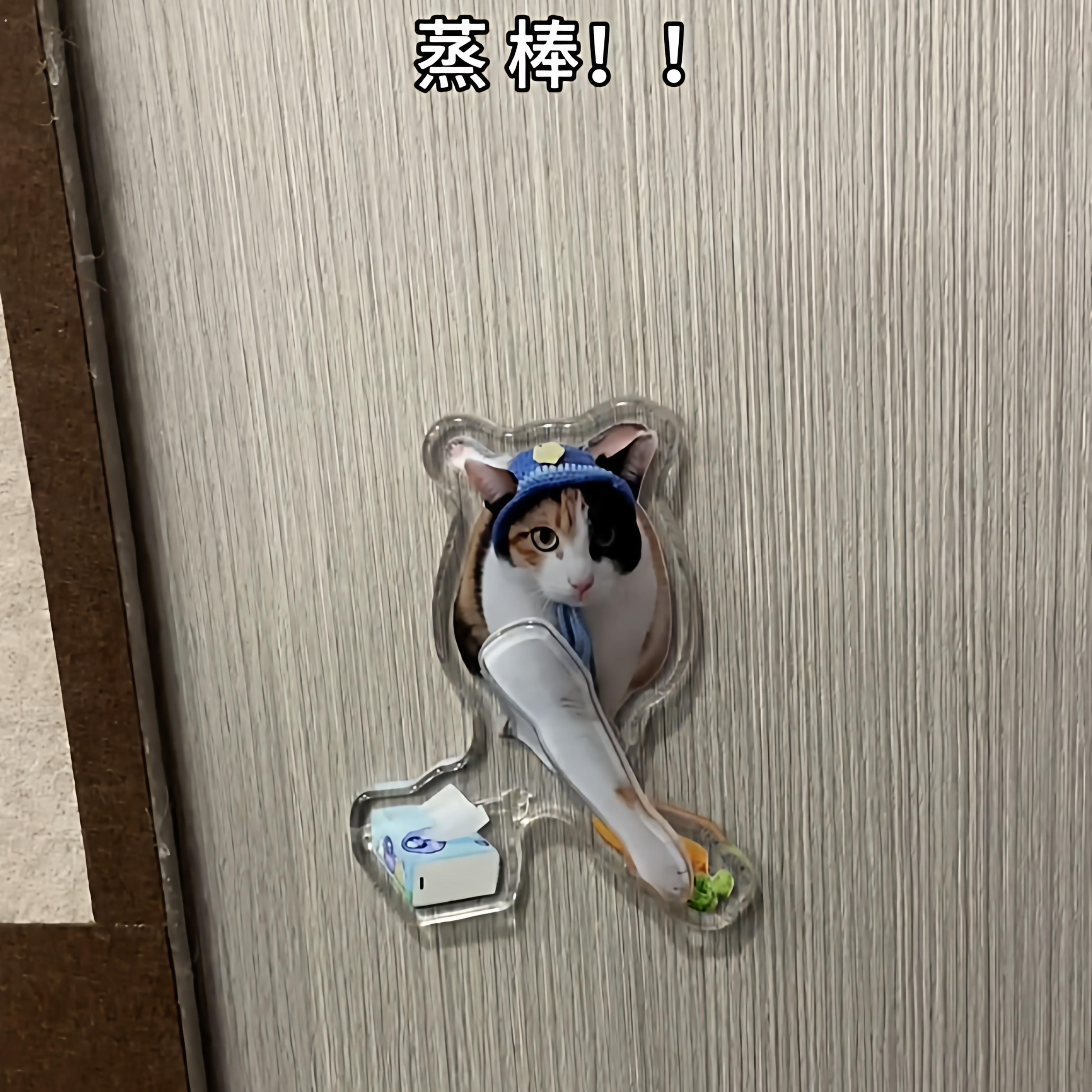 爆款开门小猫冰箱贴罗卜纸巾猫自制压克力网红送朋友抽象察言观色