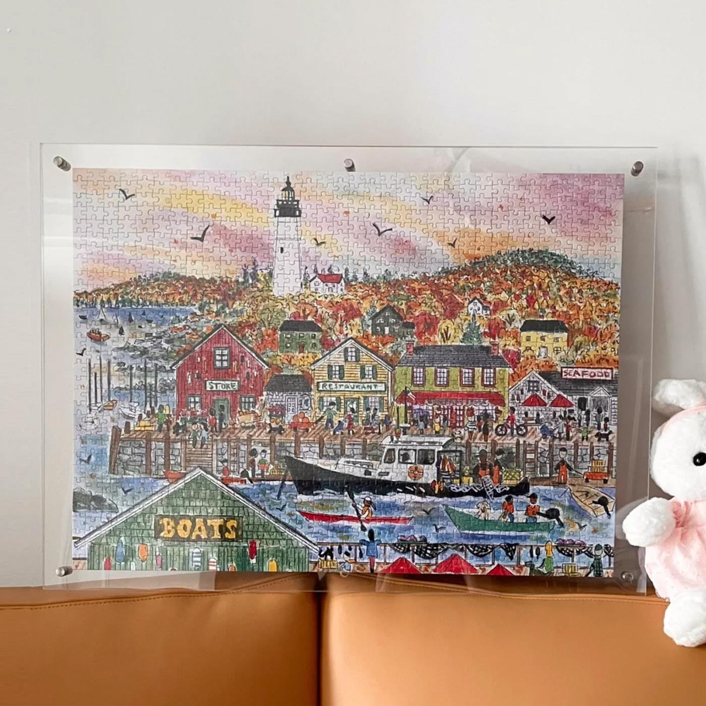 透明亚克力展示拼图框相框1000片画框50*70装裱裱框挂墙摆台定制