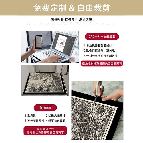 轻奢高级感入户门地垫法式耐脏防滑脚垫家用客厅玄关大地毯可裁剪