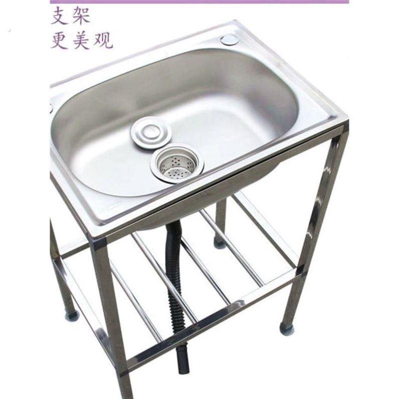 简易洗手盆台不锈钢洗脸洗手池架子化妆室洗漱台落地移动水池单水