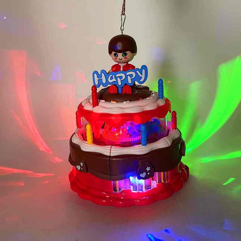 会唱生日歌的萌兔奇趣蛋糕电动旋转灯光音乐灯笼宝宝成长纪念礼物