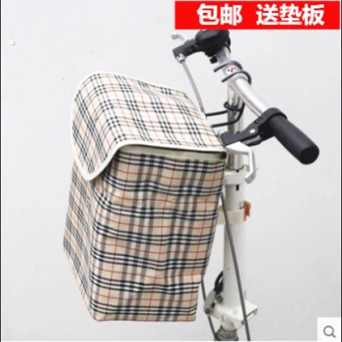 折叠车自行车车筐篮子菜篮加厚帆布可折叠大号前车筐车篓挂篮带盖