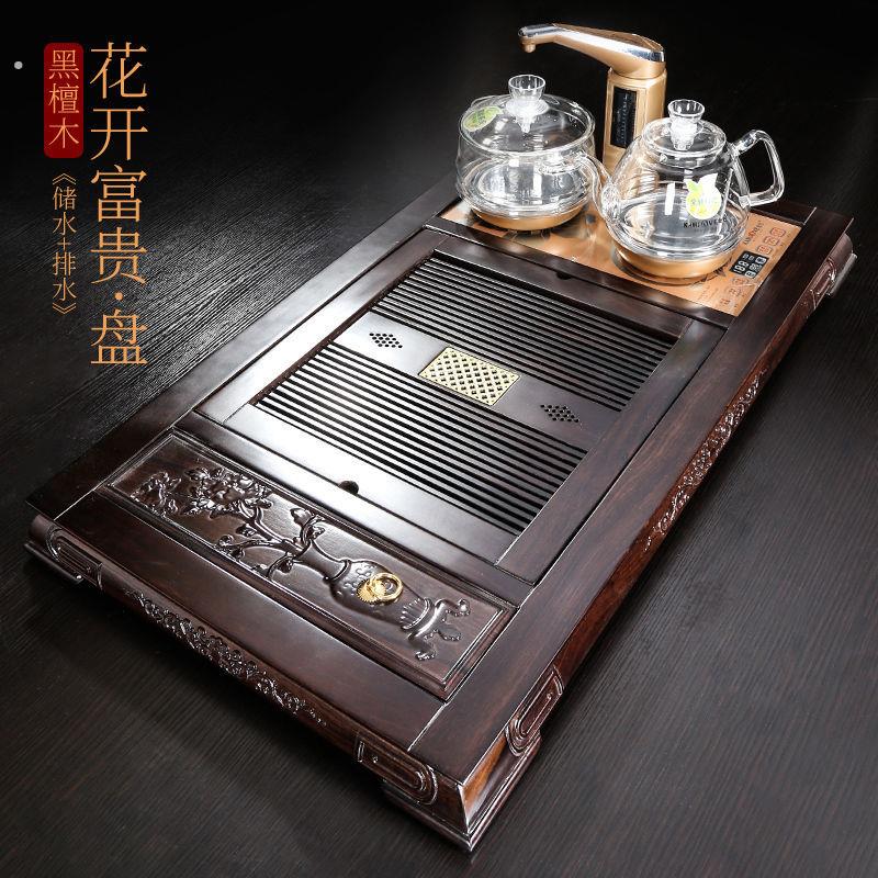 黑檀木茶盘家用茶具全套一整套茶台一体全自动电器紫檀木功夫茶台