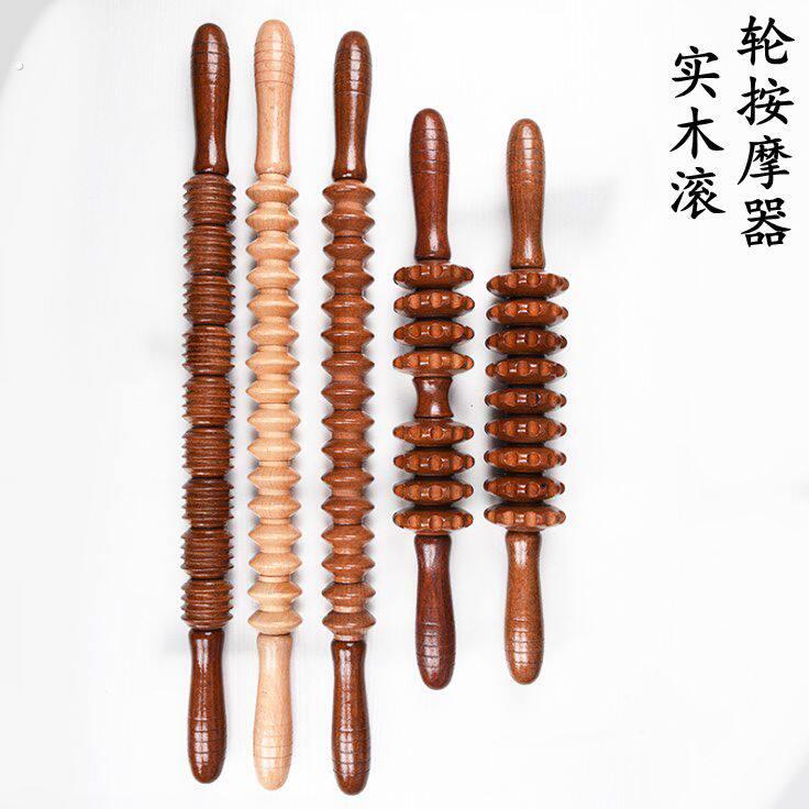 木制瑜伽滚轮按摩棒腰颈椎背肩腿部木质经络健身按摩器家用