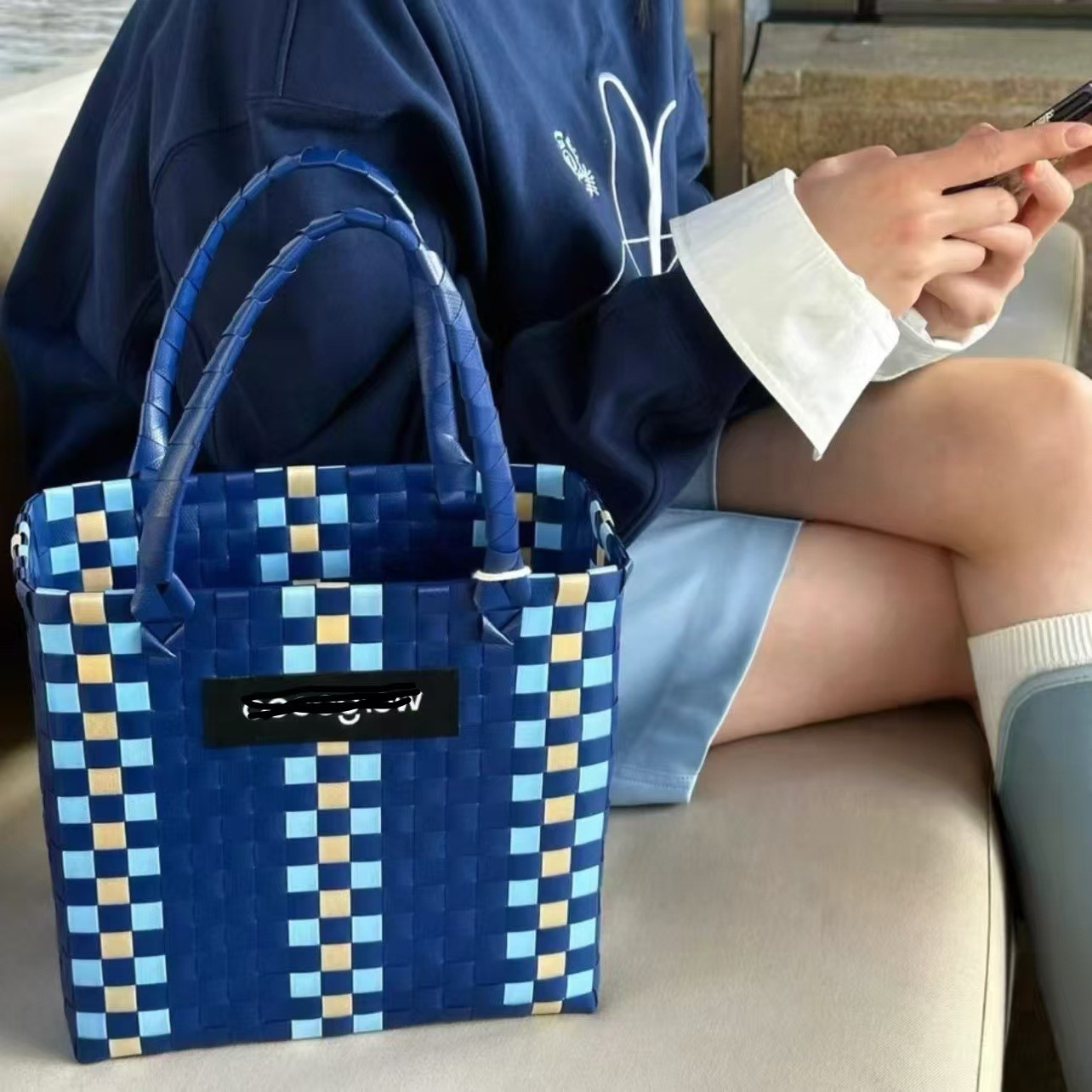 手拎休闲手工包藤编编织女包菜篮