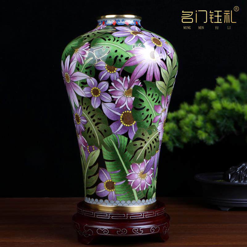 景泰蓝花瓶12寸繁花似锦家居客厅玄关装饰外事乔迁结婚礼品工艺品
