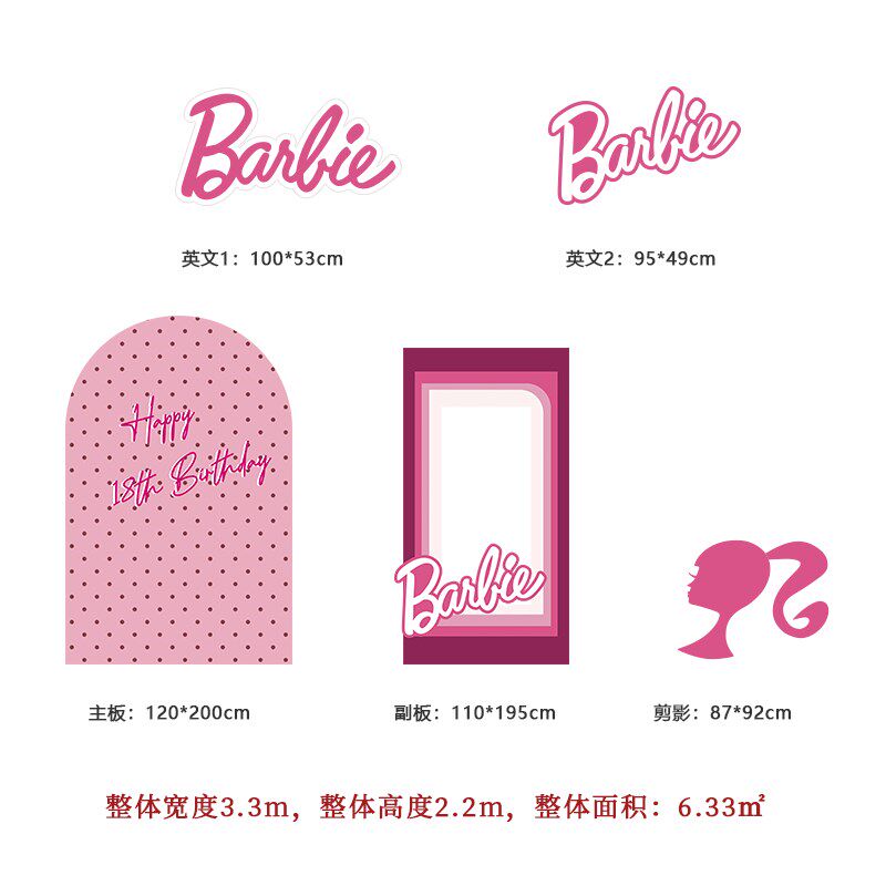 少女心女孩玫粉色气球生日布置定制背景墙装饰配件创意拍照板0280