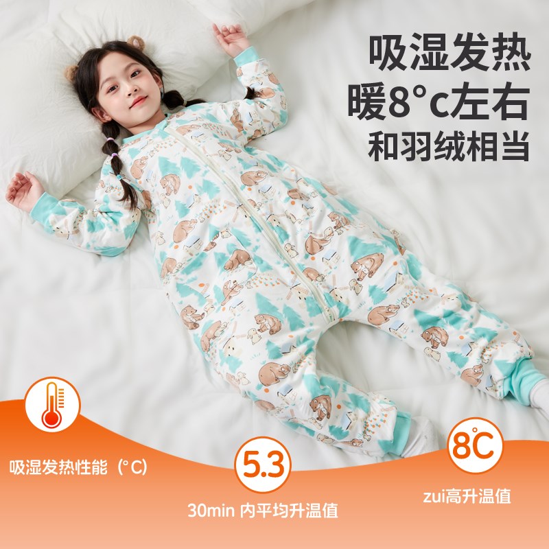 灵灵多儿童恒温睡袋女童连体睡衣防踢被分腿睡袋防着凉女童睡袋