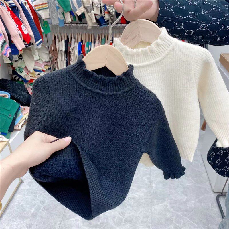 女童打底衫毛衣儿童一体绒保暖加绒小童宝宝套头新款婴儿童装百搭