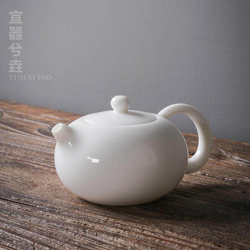 白瓷手抓壶+防烫手茶壶陶瓷盖碗茶杯功夫茶具球孔茶碗+普洱泡茶器