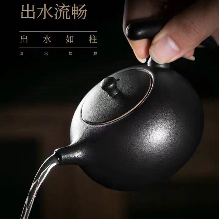 黑陶单壶泡茶壶陶瓷粗陶家用创意茶具过滤单壶手工泡壶滤水壶陶壶
