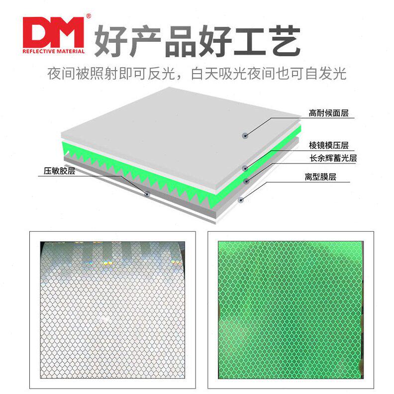 甄选DM道明超强级反光膜HIP微棱镜蓄光反光贴条夜光防撞警示车身