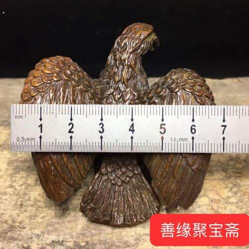古玩老铜雄鹰大鹏展翅桌面小摆件客厅玄关酒柜摆件茶台茶宠摆件