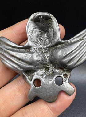 藏式天铁托甲手工錾刻大鹏鸟吊牌挂件特色文玩挂饰