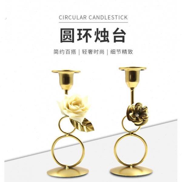 西餐桌欧式复古烛台摆件铁艺家用蜡烛底座法式浪漫烛光晚餐道具