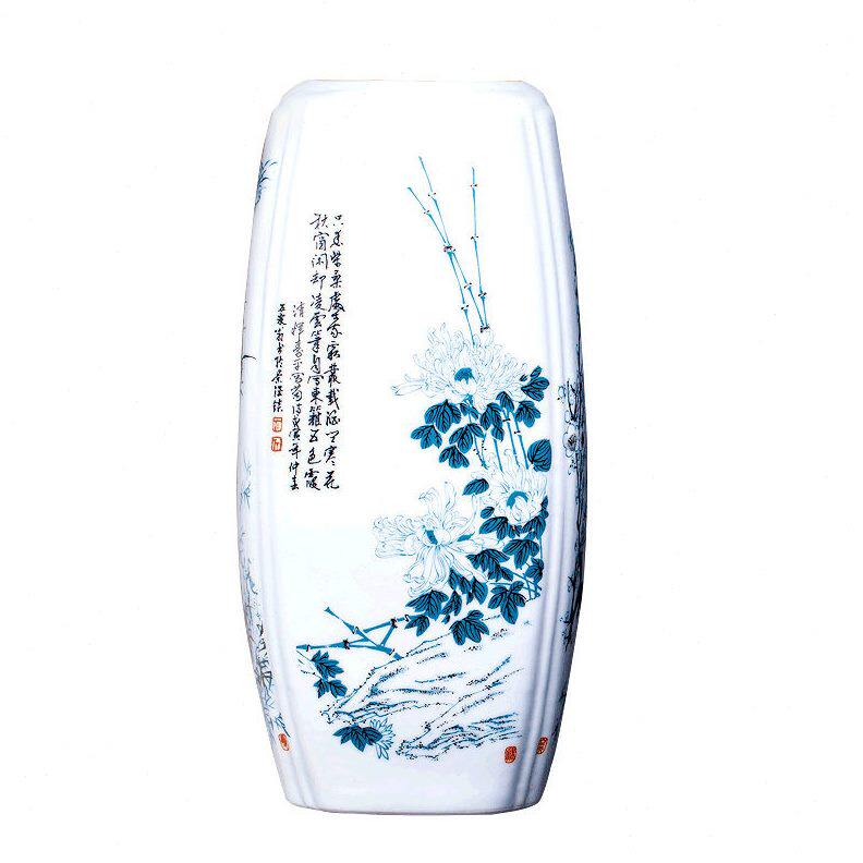 甄选景德镇陶瓷博古架仿古花插花干花富贵竹中式客厅装饰品瓷器泽