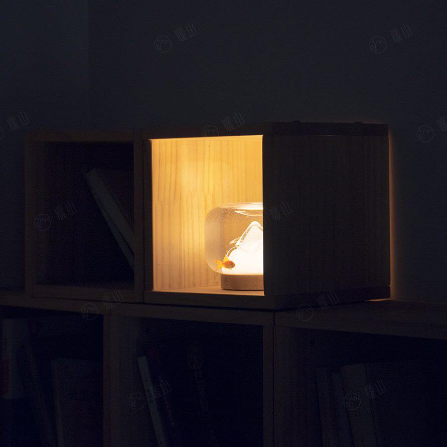 甄选暖山桌面夜灯小暖灯创意玻璃暖山灯文艺鱼缸设计灯