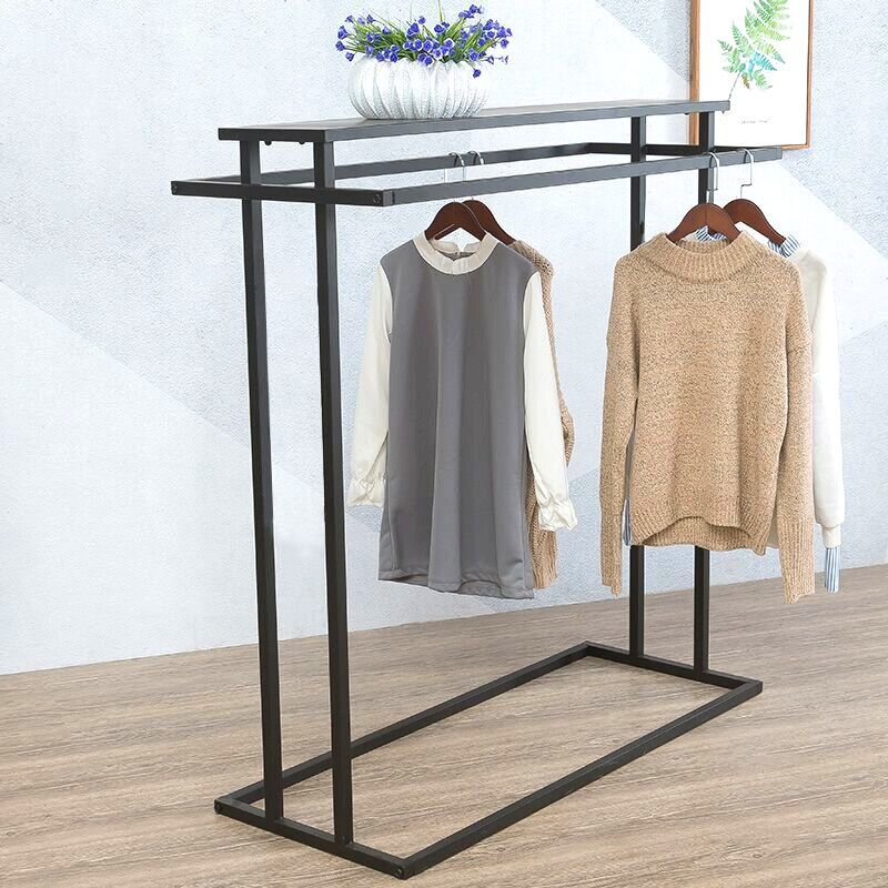 服装店中岛展示架两边挂男女装店铺中间挂衣服陈列架双杠挂衣货架