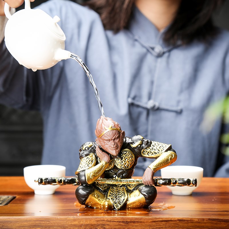 紫砂猴子孙悟空茶宠摆件精品 可养茶台摆设茶具配件齐天大圣车载