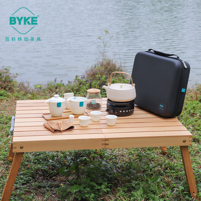 百科户外旅行可携式茶具带烧水炉茶壶整套野外露营茶具装备泡茶神