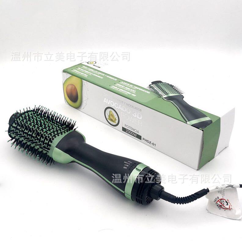 甄选热风梳厂家三合一卷发器电动梳子吹风梳负离子直发直卷两用直