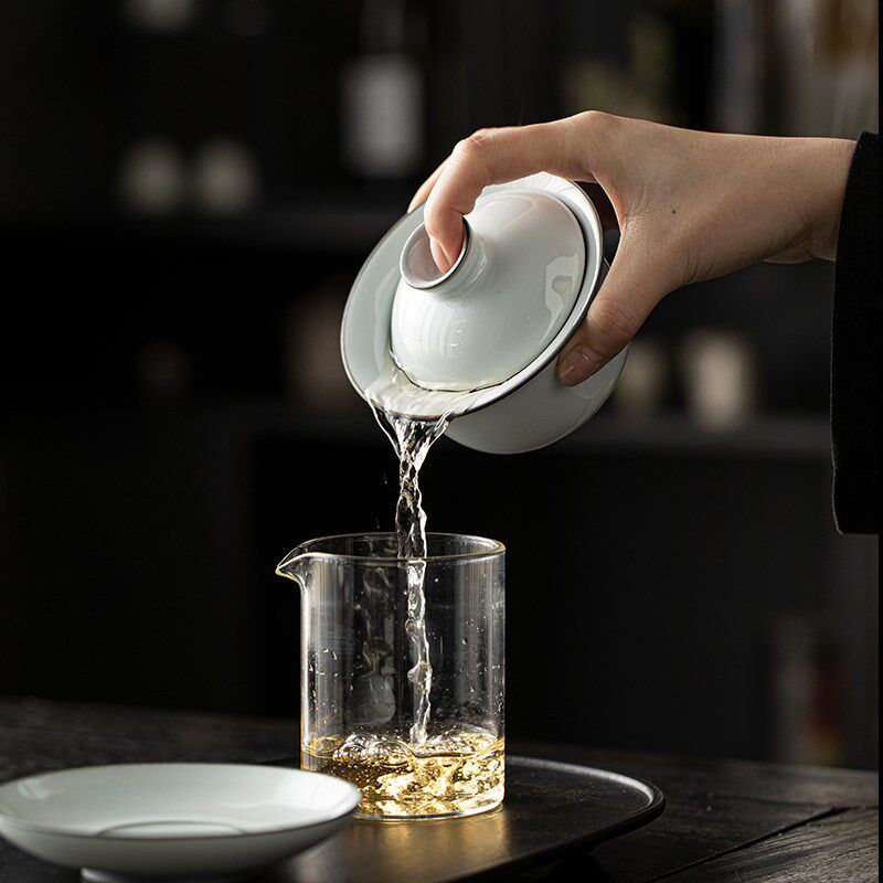 高档铁胎官窑盖碗茶杯陶瓷家用大号泡茶碗单个功夫茶具套装礼盒装