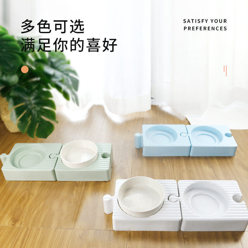 狗狗陶瓷碗食盆护颈倾斜防打翻可拆拼碗水碗狗食碗猫饭碗宠物用品
