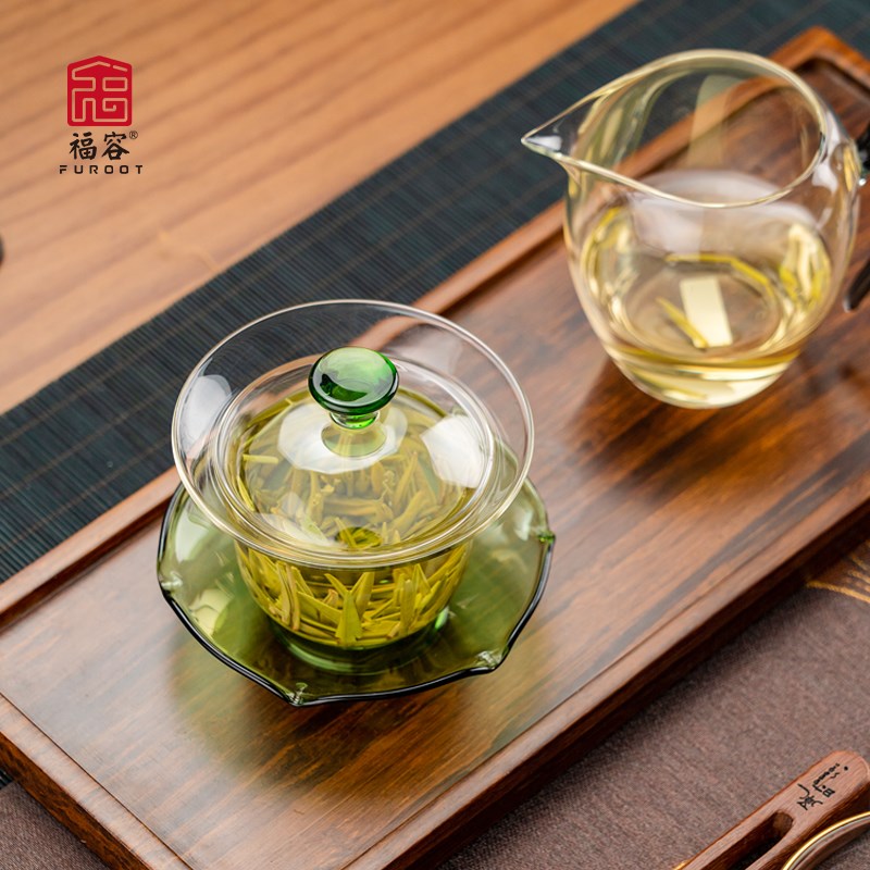透明玻璃三才盖碗高档家用泡茶碗防烫高硼硅玻璃功夫茶具礼盒套装
