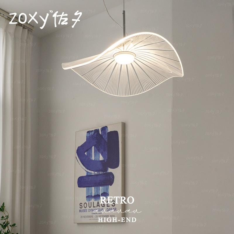 zoxy佐夕 荷叶吊灯透明亚克力温馨浪漫房间灯北欧简约LED卧室灯