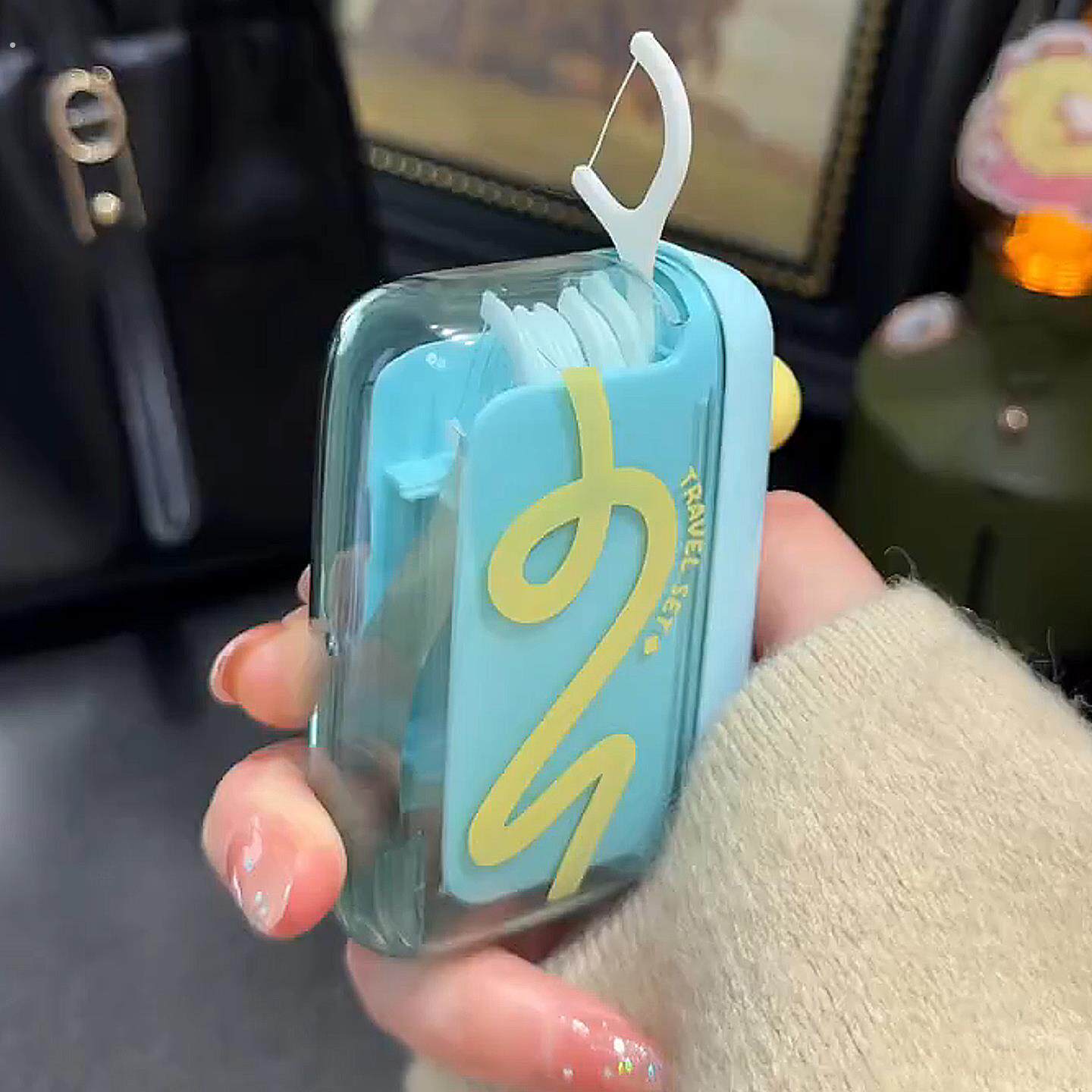 牙线盒自动弹出可携式按压式随身迷你自带超细剔牙线牙齿清洁小神