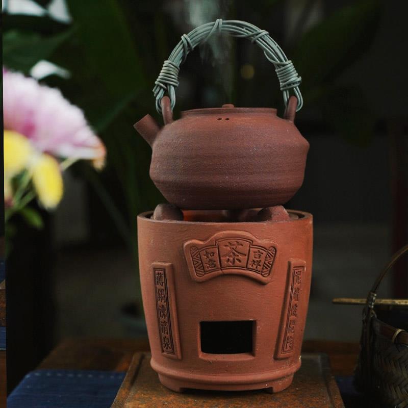 潮州烧碳工夫茶炉风炉红泥炉木炭温茶炉中式复古橄榄炭炉凉炉煮茶
