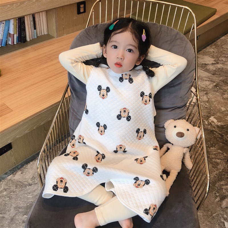 婴儿睡袋背心夹棉宝宝春秋冬儿童防踢被睡衣连体四季通用恒温睡袍