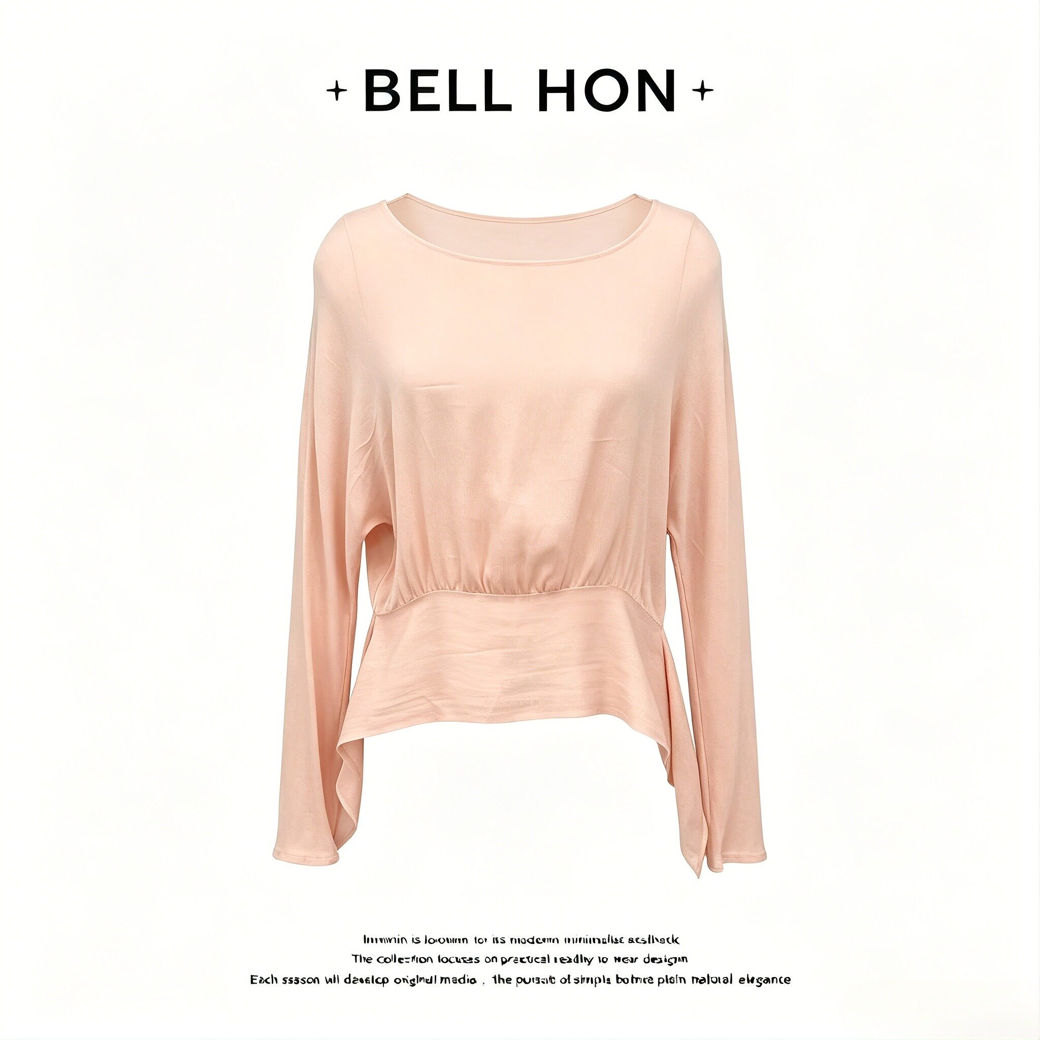 【BELL HON】2026夏新款设计感显瘦长袖圆领上衣-BHT8084