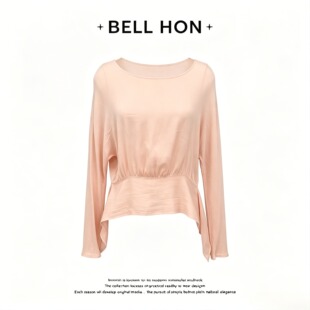 【BELL HON】2026夏新款设计感显瘦长袖圆领上衣-BHT8084