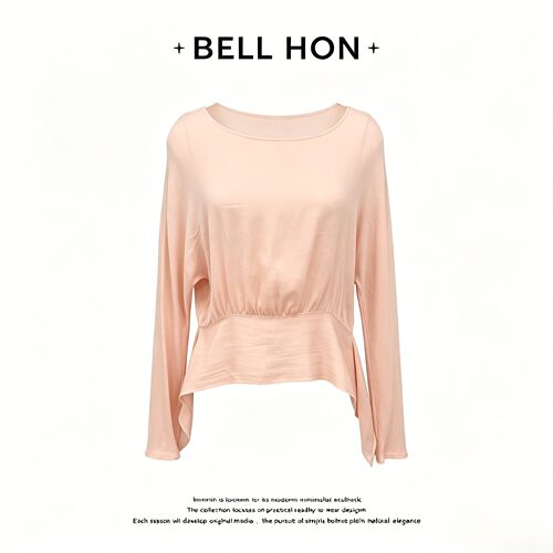 【BELL HON】2026夏新款设计感显瘦长袖圆领上衣-BHT8084
