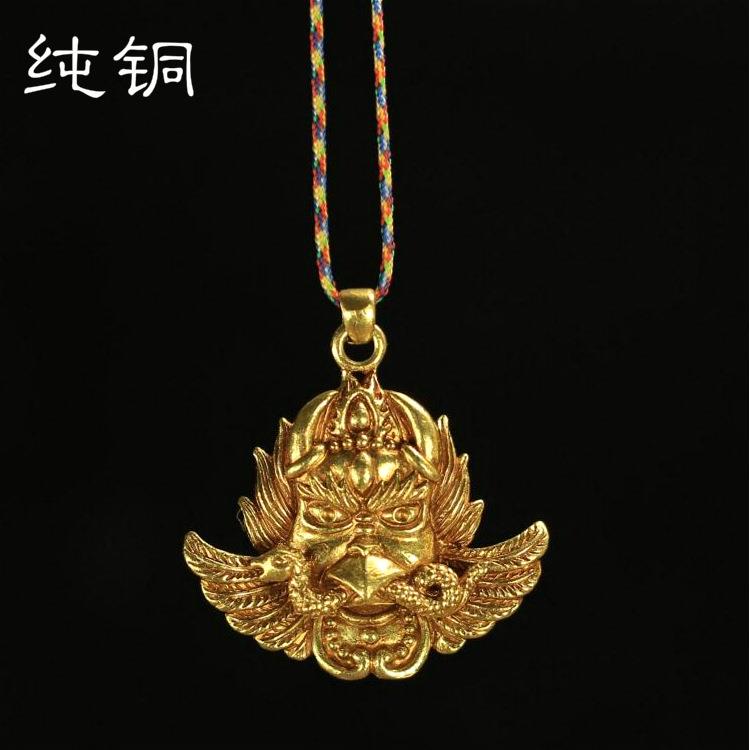 尼泊尔工艺密宗护法大鹏金翅鸟大鹏鸟吊坠纯铜降魔杵金刚杵吊坠