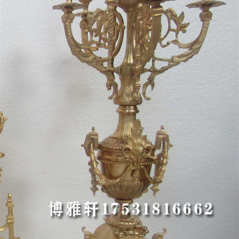 蜡台金色纯铜古典蜡烛台欧式家居客厅创意烛台样板间条案壁炉台灯