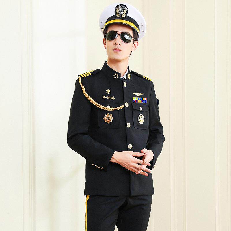 船长海员制服水手轮机长游轮黑色西装春秋外套酒吧年会演出工作服