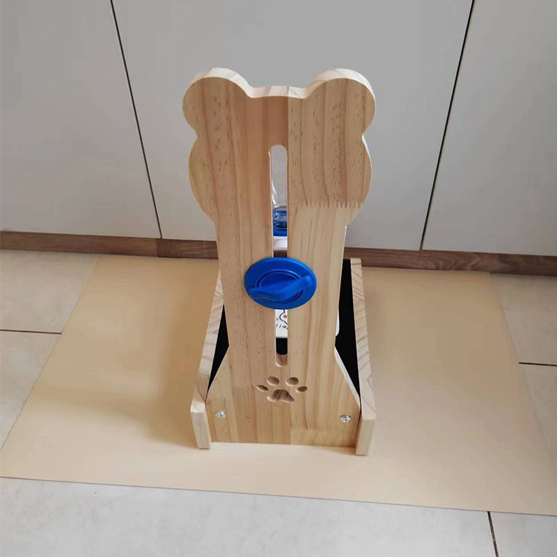 宠物食盆猫碗狗碗实木悬挂立式水壶自动滚珠饮水器不湿嘴神器