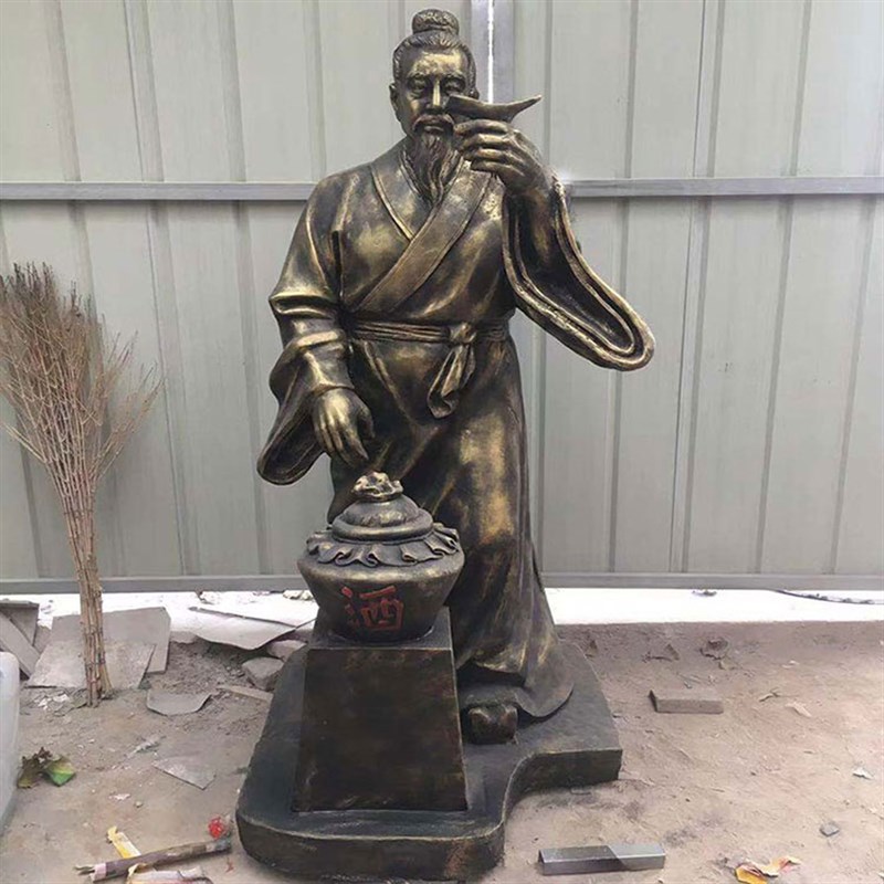 厂家设计定制酒圣杜康雕塑纯铜定做酒厂招财迎宾雕像订玻璃钢摆件
