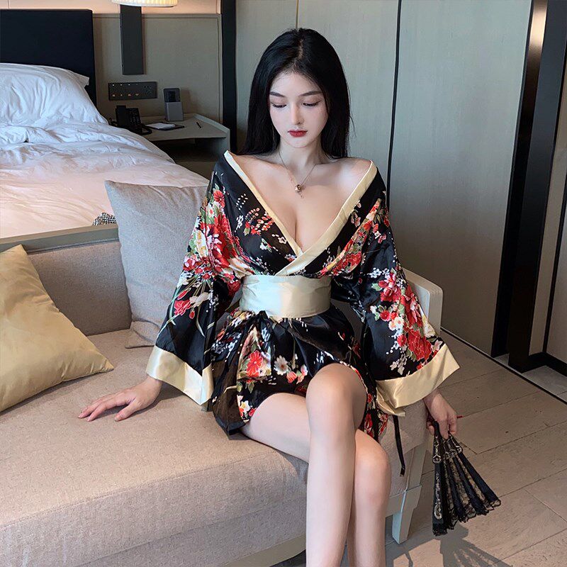 网红主播少女日式开衫和服睡衣女系带改良收腰性感连衣裙