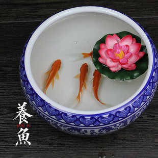 景德镇陶瓷鱼缸金鱼缸乌龟缸荷花睡莲缸盆栽碗莲花盆茶洗笔洗大号