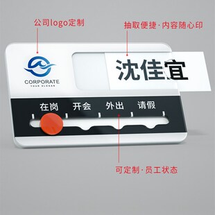亚克力人员去向员工工位牌定制创意订制办公室岗位职责工作状态告