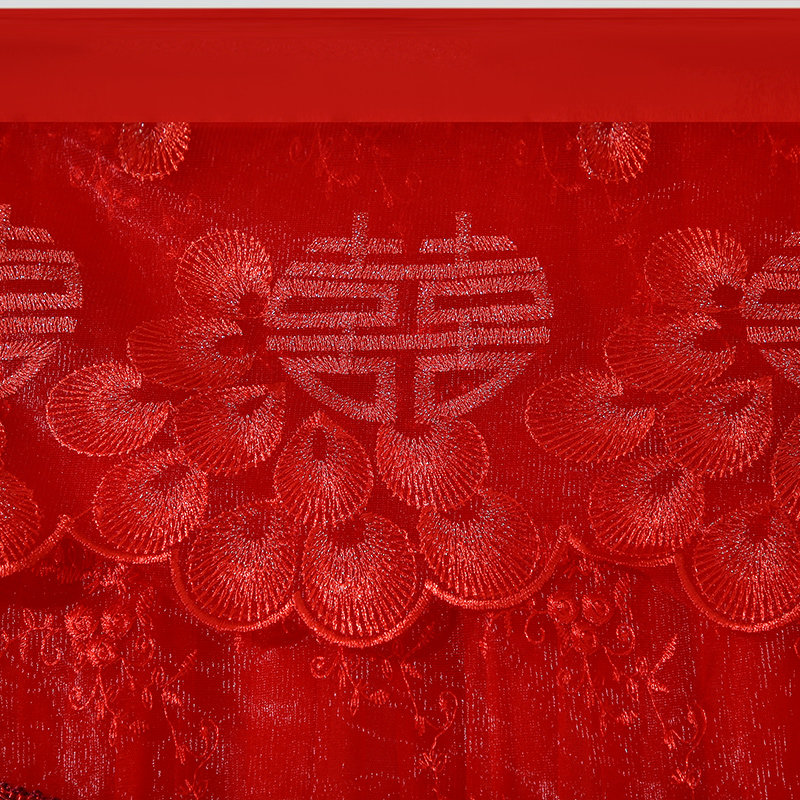 红色门帘免打孔喜庆结婚婚庆大红纱帘挂帘卧室防蚊门帘隔断帘新款