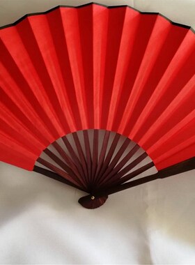 10寸空白折扇中国风舞蹈扇舞青花瓷扇子黑色红色黄色绢扇