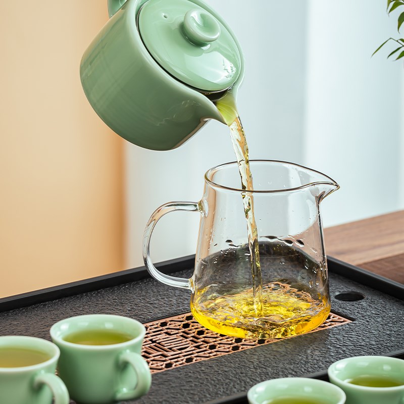 顾竹高端青瓷茶具套装轻奢陶瓷家用泡茶器中式简约茶壶小型喝茶装