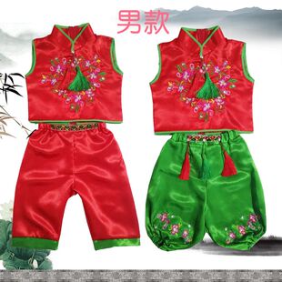 儿童开门红喜庆秧歌演出服民族舞蹈服幼儿手绢舞中国娃娃表演服女