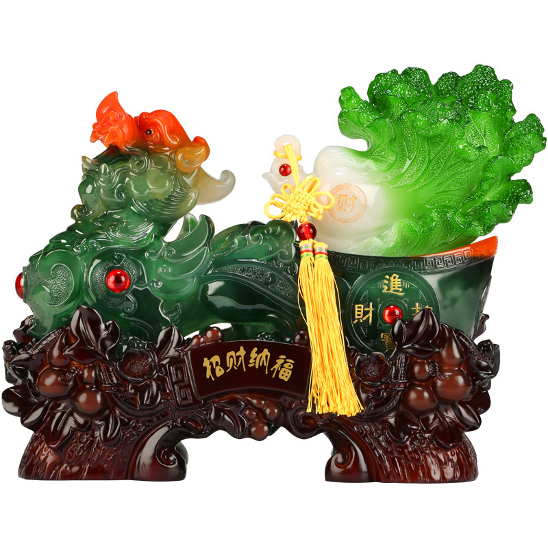 貔貅摆件招财玉白菜新店铺乔迁开业礼品家居客厅酒柜收银台装饰品