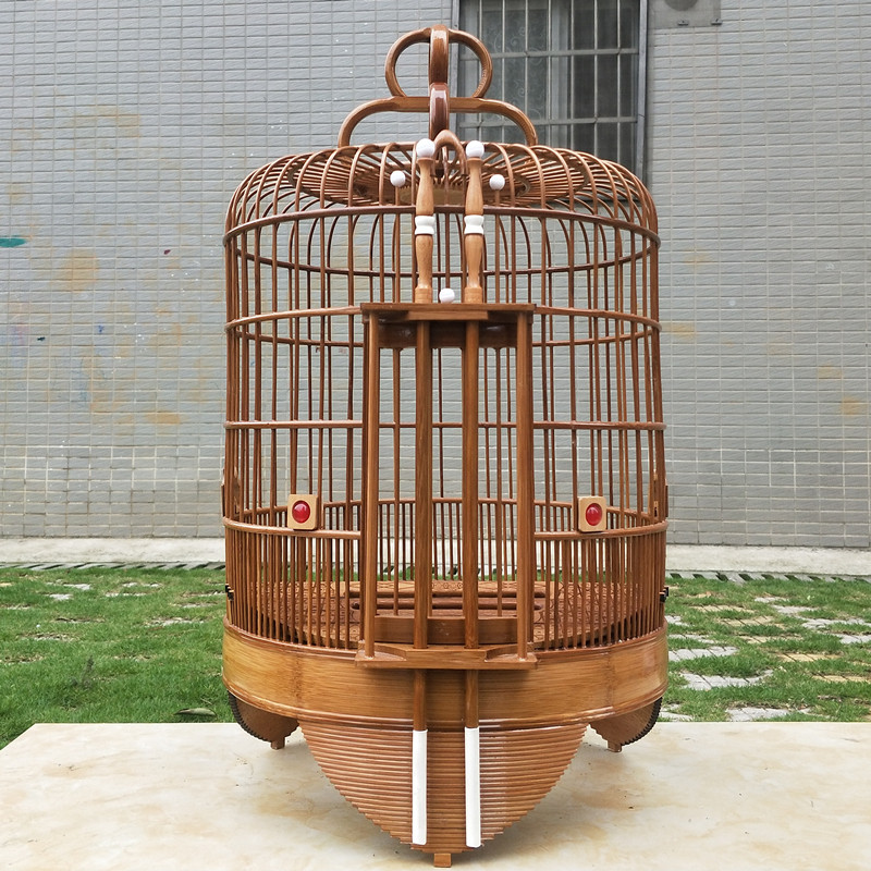 高档手工老竹清远广式鸟笼贵州竹编八哥鹩哥画眉鸟笼子豪华全套笼
